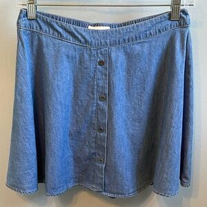 Angel Kiss Blue Denim Mini Skater Skirt Size S Lightweight Preppy Y2K